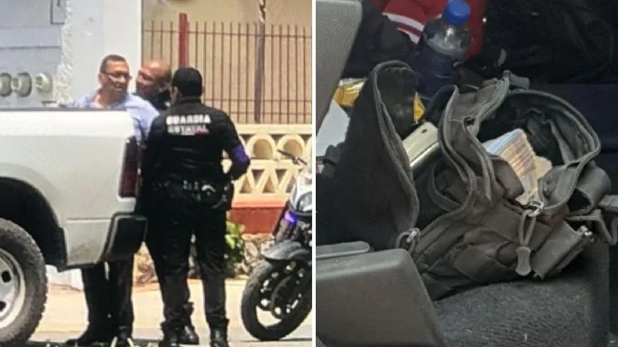 Detienen en Tamaulipas a funcionario del IMSS por portar una maleta con gran cantidad de efectivo.