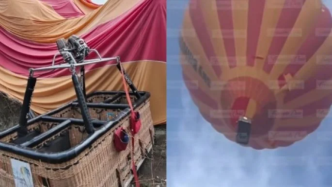 Accidente de globo aerostático en Teotihuacán deja 12 personas heridas.