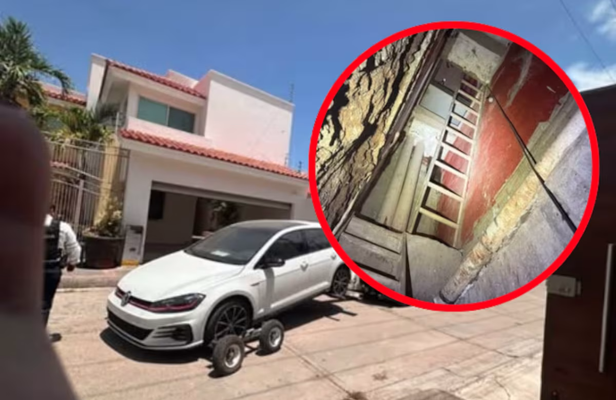 Descubren túnel secreto entre casas con armas y autos blindados en Culiacán; aseguran 8 rifles de alto poder y vehículos con ponchallantas