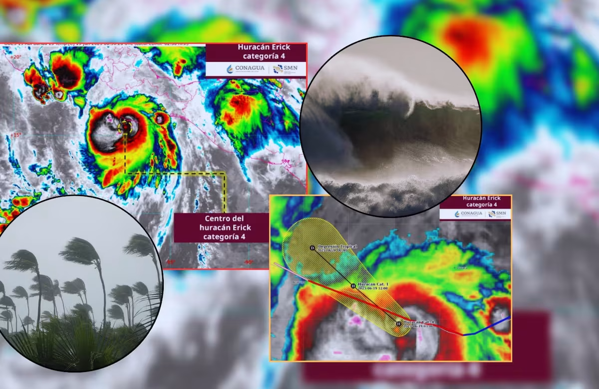 Huracán Erick provoca intensas lluvias, vientos extremos y oleaje peligroso en gran parte del país