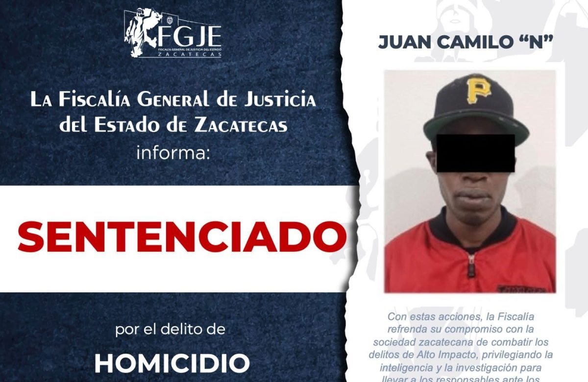 26 años de prisión para homicida colombiano: FGJEZ logra sentencia contundente