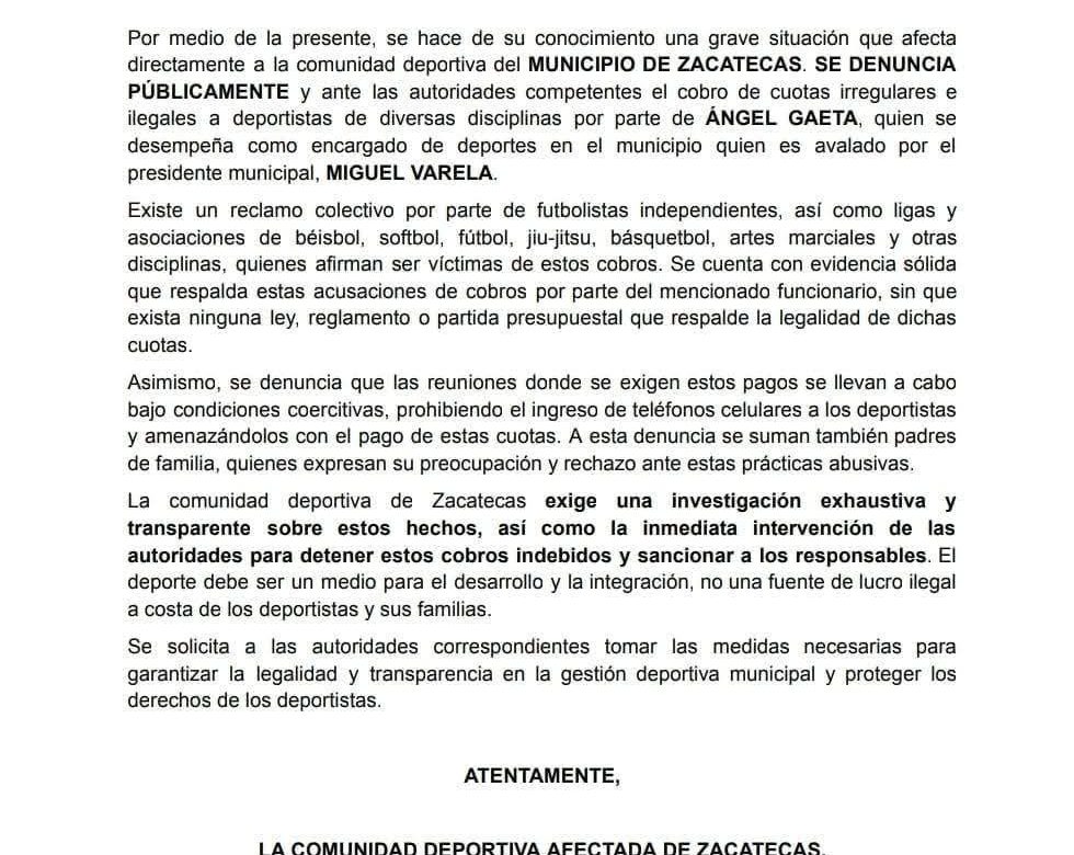 El deporte, secuestrado en la capital: acusan cobros ilegales en administración de Miguel Varela