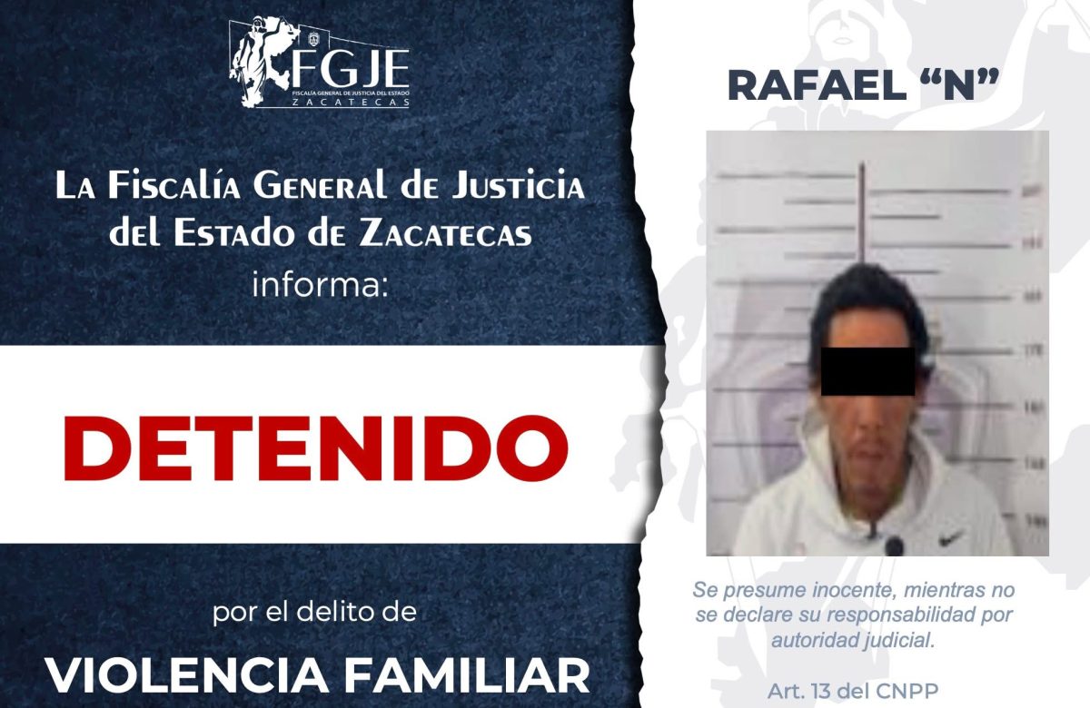 Detienen en Fresnillo a presunto agresor familiar