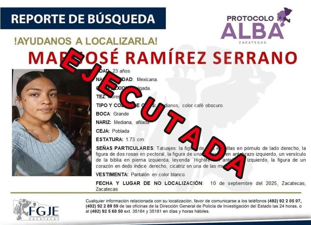 Zacatecana desaparecida es hallada sin vida en Aguascalientes