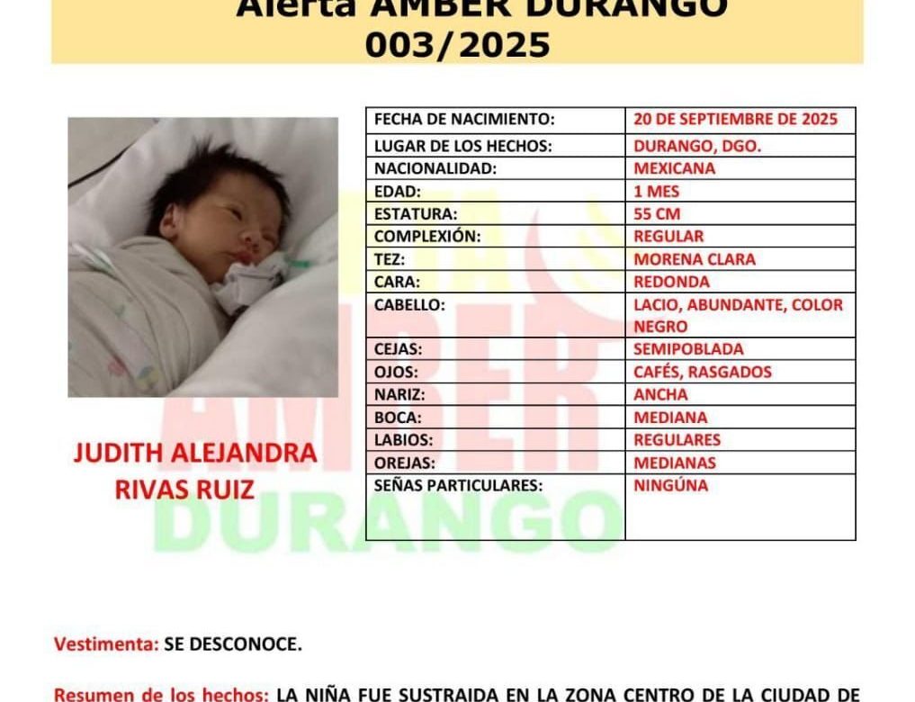 Roban a menor del Hospital Materno Infantil de Durango