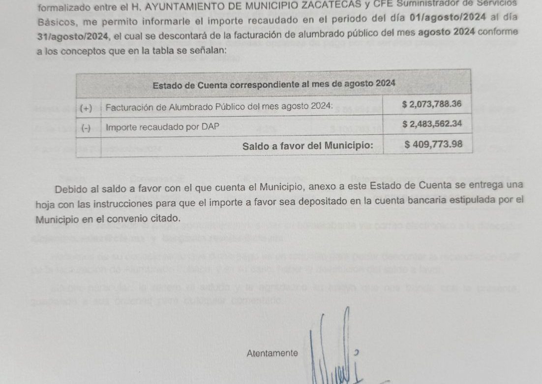 Oficio de CFE revela que la capital tenía saldo a favor, no deuda