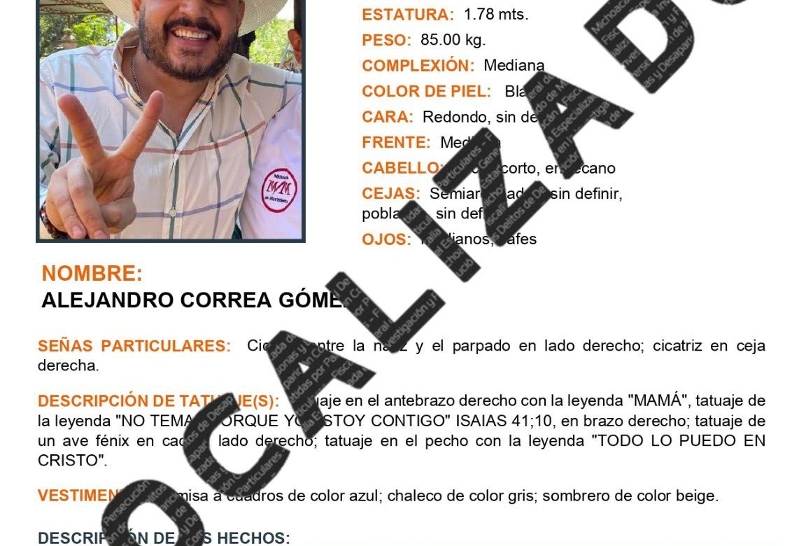 Localizan con vida al ex alcalde de Zinapécuaro, Alejandro Correa