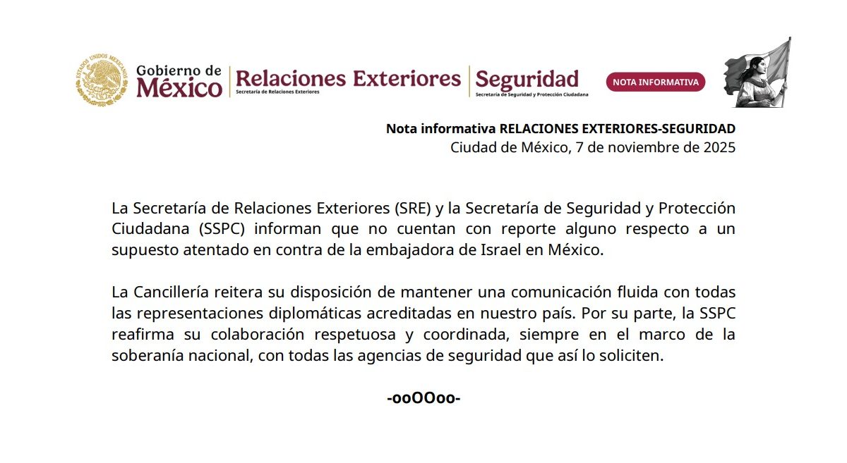Niegan autoridades mexicanas atentado contra la embajadora de Israel