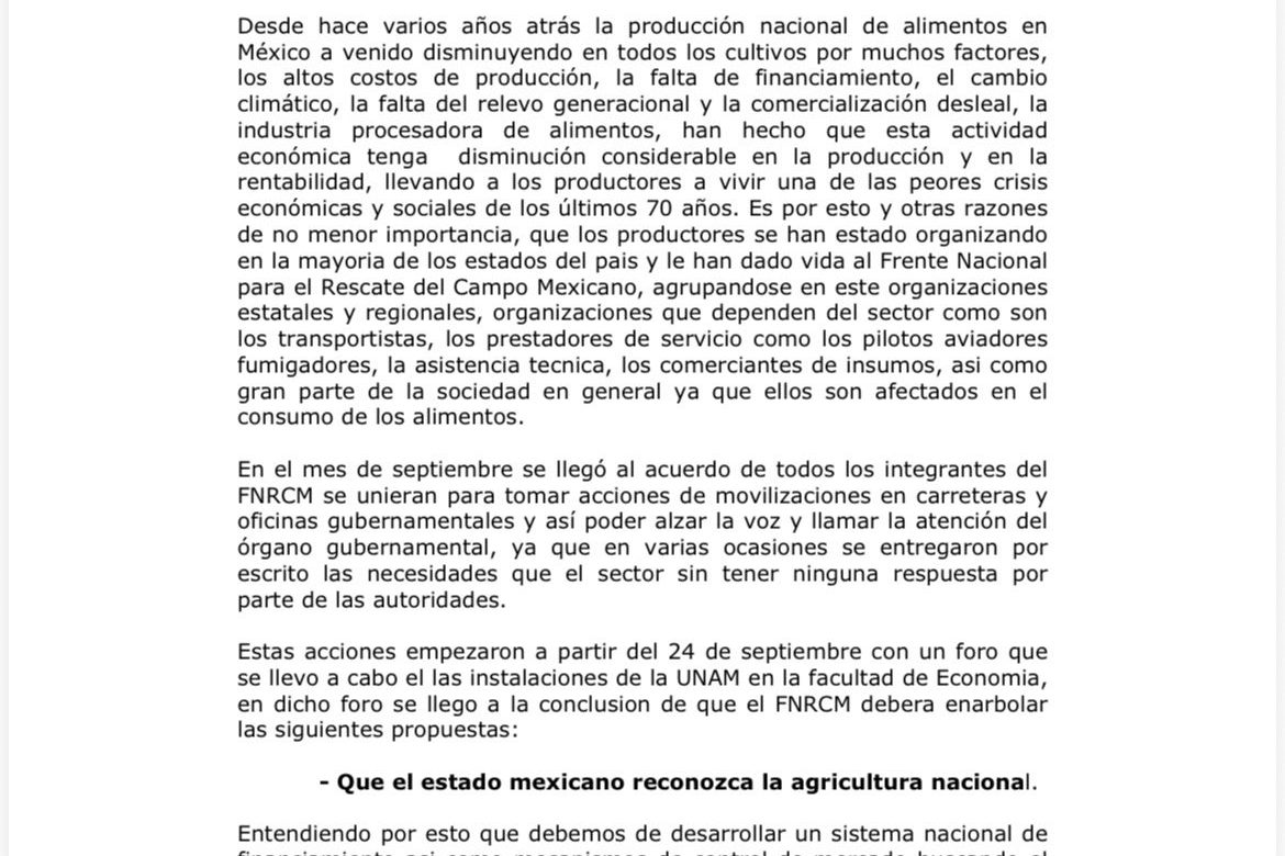 Hacen propuestas para salvar la producción de alimentos en México