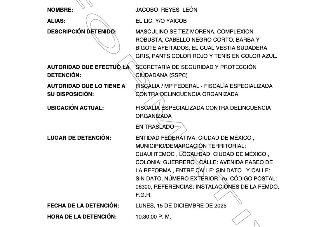 Detienen a “El Yeicob”
