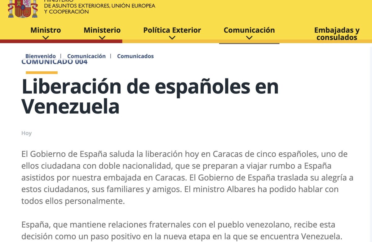 Comienza liberación de presos políticos en Venezuela