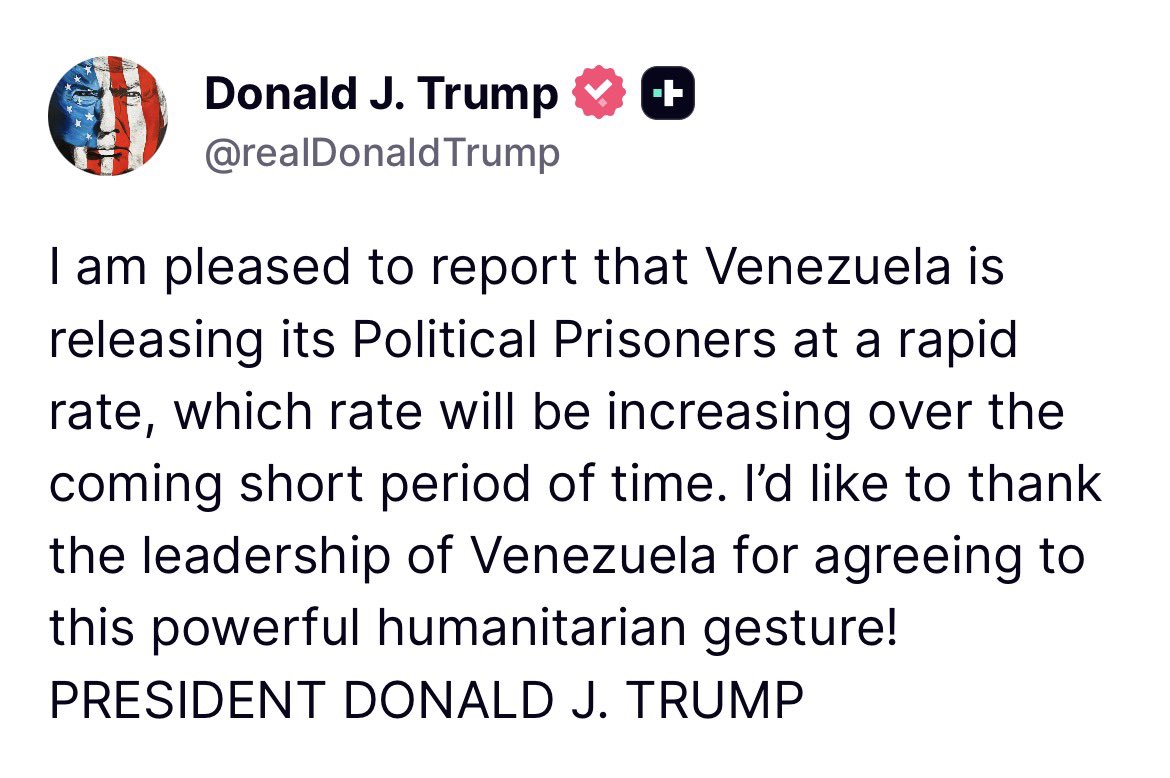 Agradece Trump la liberación de presos políticos