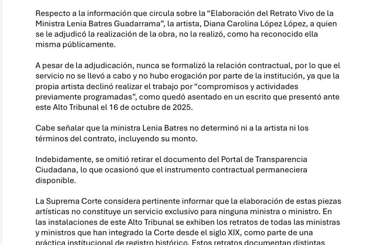 Responde SCJN por supuesto retrato de ministra