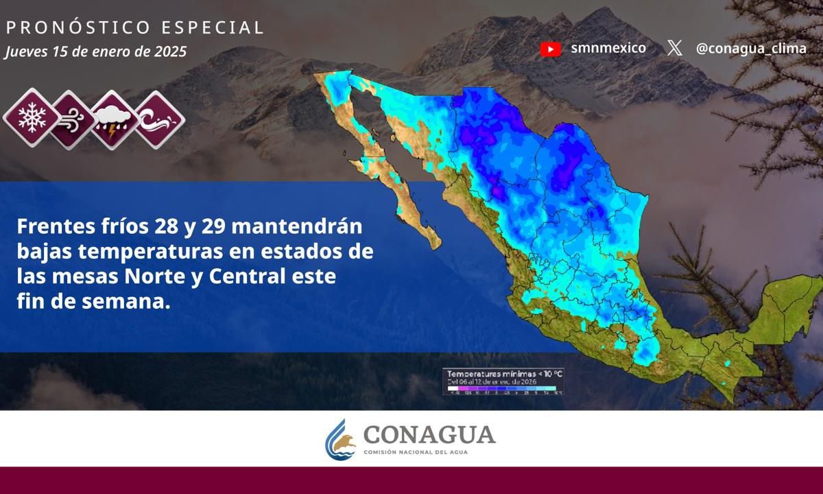 Frentes fríos 28 y 29 mantendrán bajas temperaturas