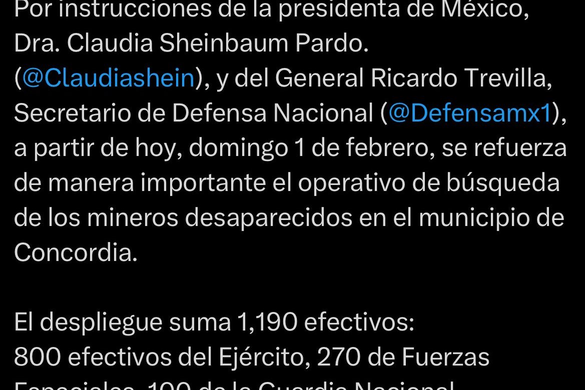Refuerzan operativo de búsqueda de mineros