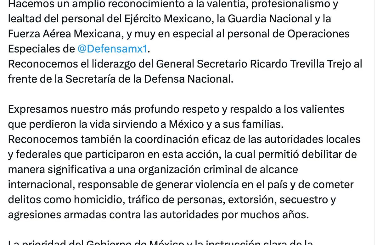 Reconoce Harfuch a fuerzas de seguridad