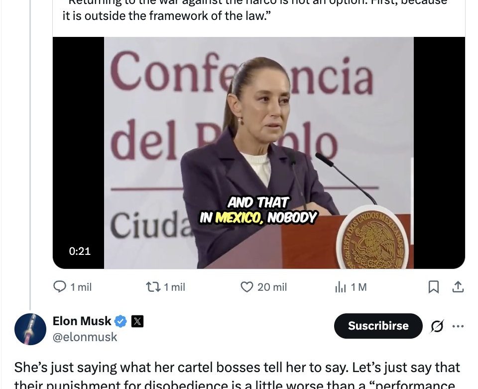 Elon Musk reacciona a la violencia en México