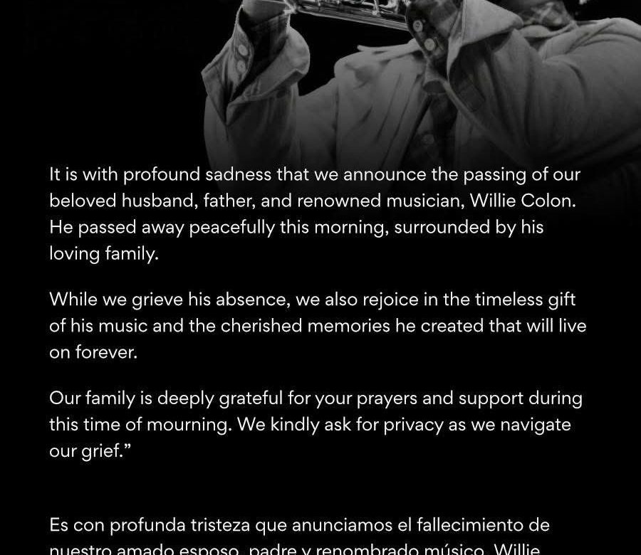 Muere Willie Colón, leyenda de la salsa