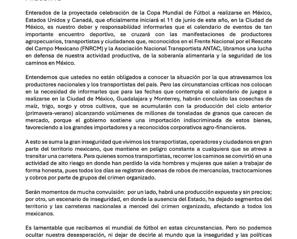 La ANTAC y el FNRCM envían comunicado a la FIFA