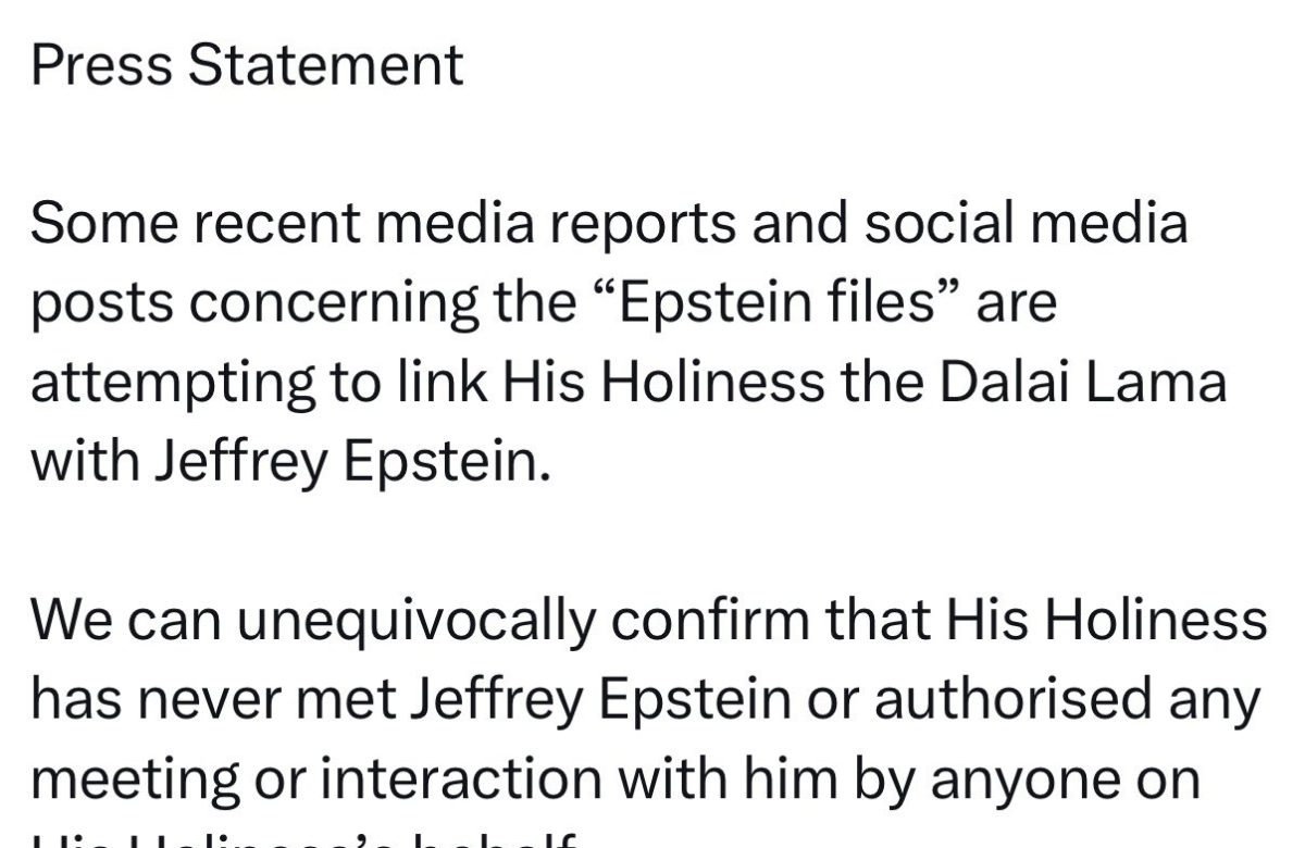 Se deslinda Dalai Lama de archivos Epstein