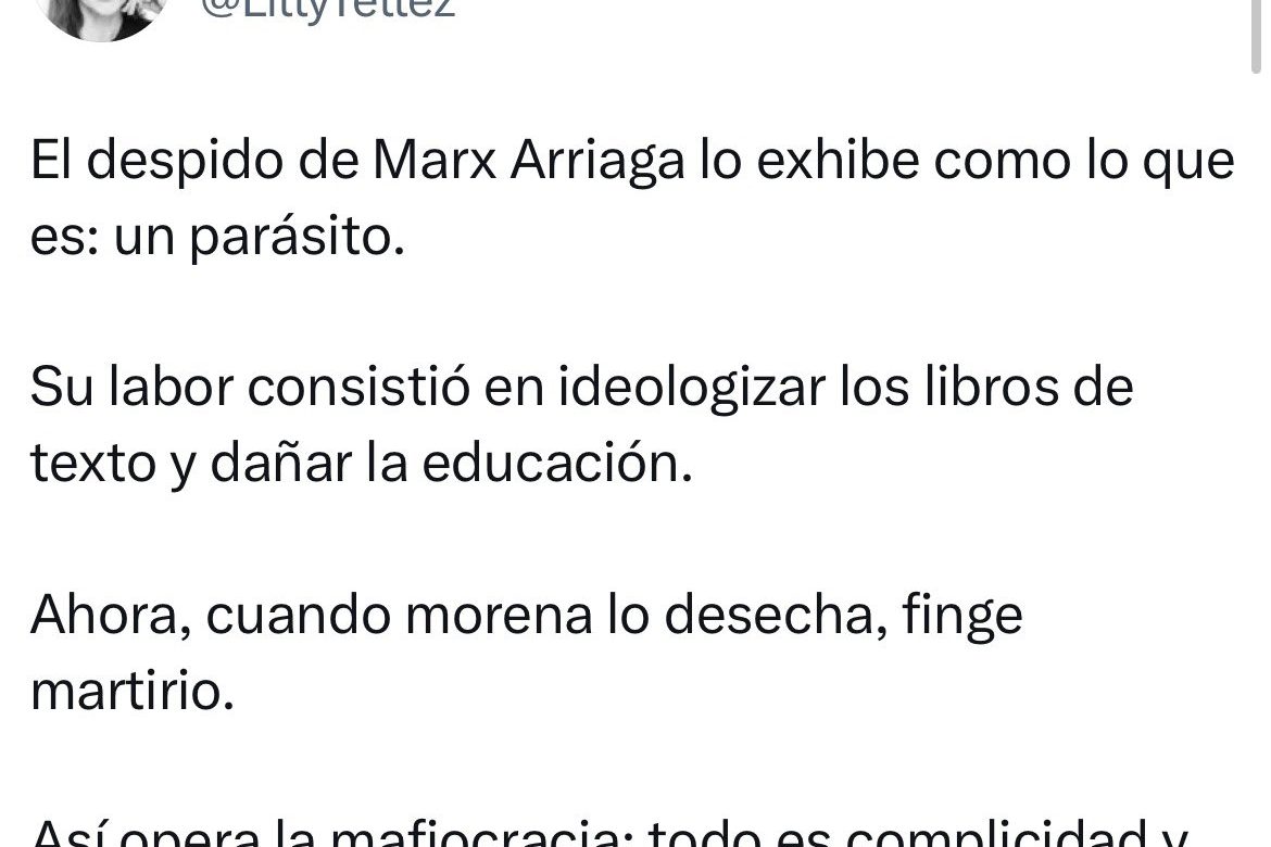 Lilly Téllez llama parásito a Marx Arriaga