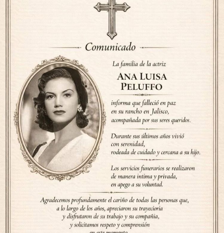 Fallece, a los 96 años, la actriz Ana Luisa Peluffo
