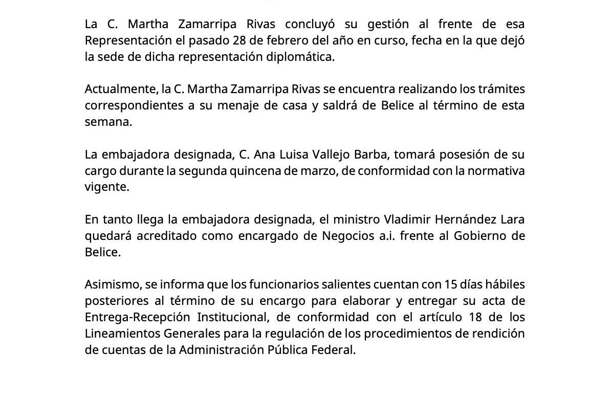 Niegan que Martha Zamarripa se haya aferrado a cargo de embajadora