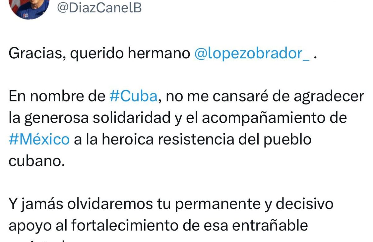 Agradece Díaz-Canel apoyo de AMLO