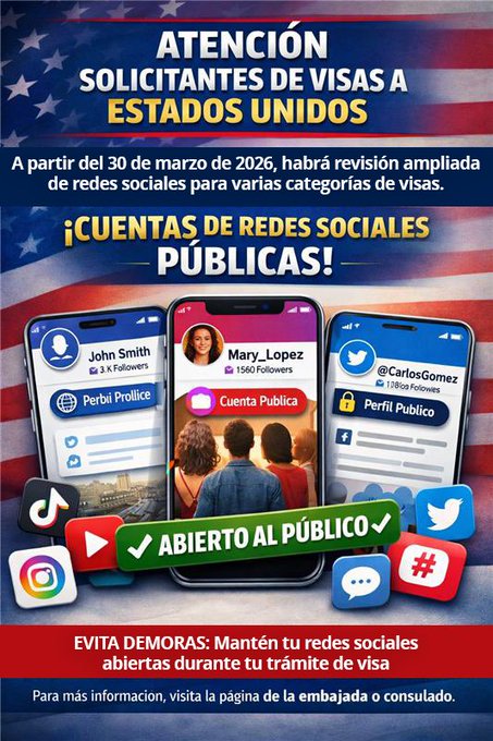 Amplía EEUU la revisión de redes sociales para visas