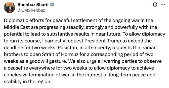 Pakistán pide a Trump ampliar plazo a Irán sobre Ormuz