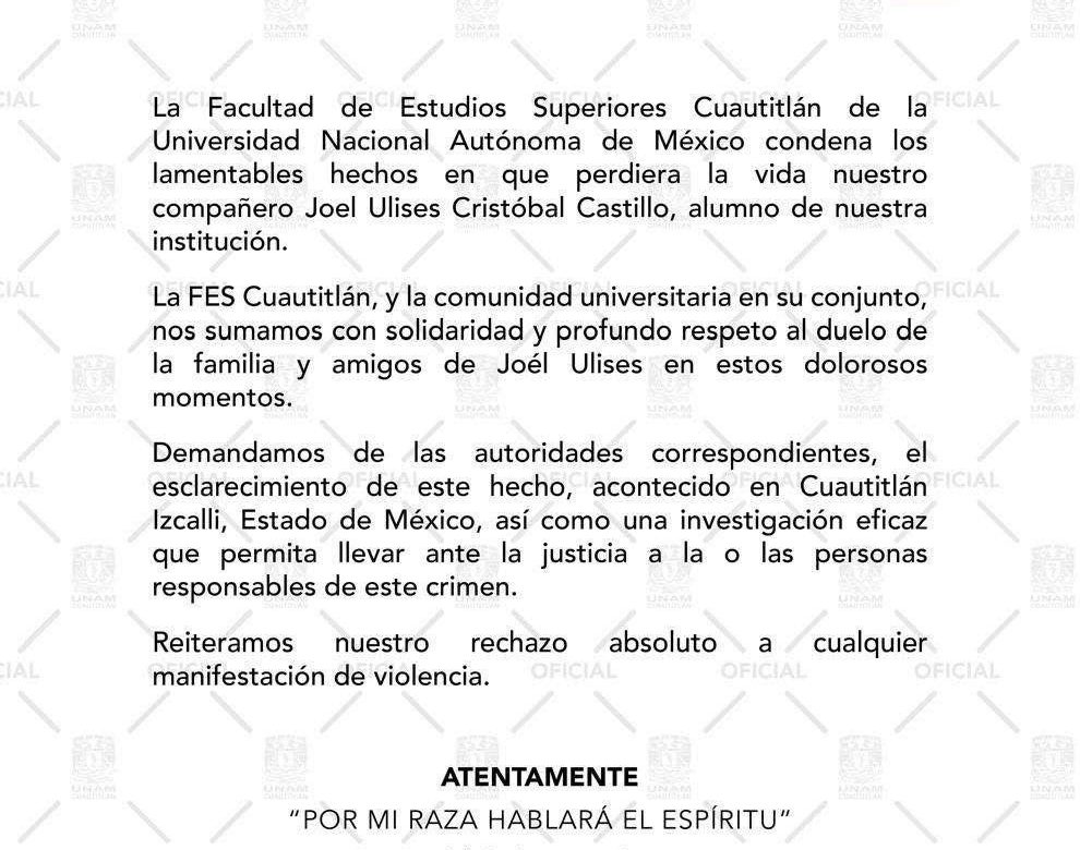 Muere estudiante de la UNAM tras salto