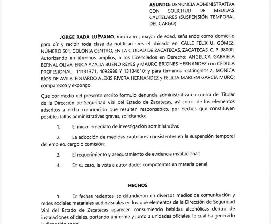 Presentan denuncia contra director y elementos de Tránsito por presuntamente beber alcohol en instalaciones oficiales