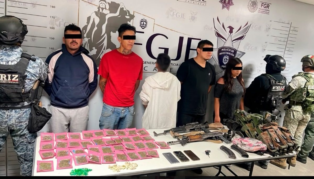 Detienen a cinco personas armadas con droga y ponchallantas en el Centro de Zacatecas